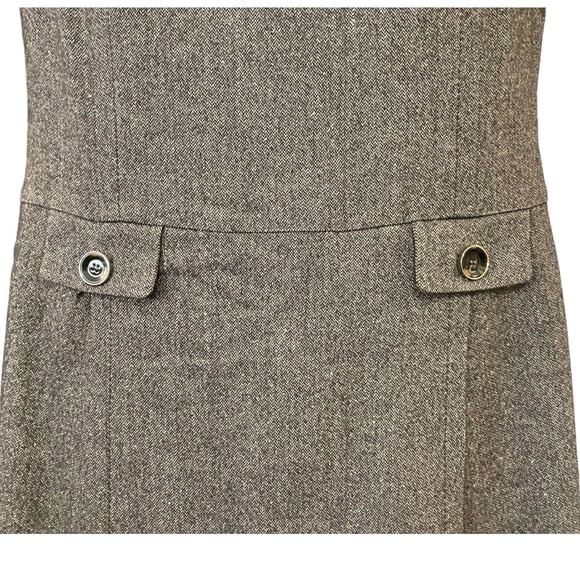 Ann Taylor Women's Brown Herringbone Cap Sleeve Wool Blend Lined Dress SZ 8 - Picture 8 of 12
